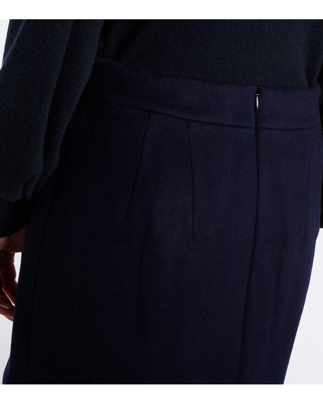 ShuShu/Tong Blue Embellished Wool Pencil Skirt