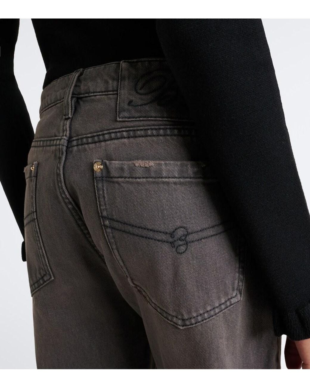 Blumarine Red Sequined Wide-Leg Jeans