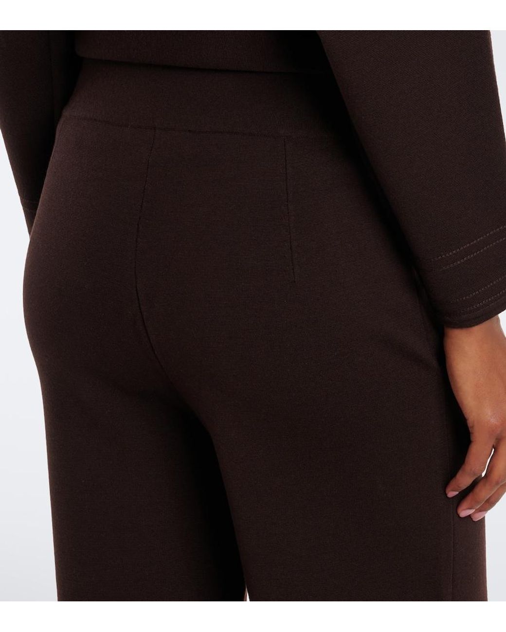 Max Mara Black Knitted Wool-Blend Wide-Leg Pants