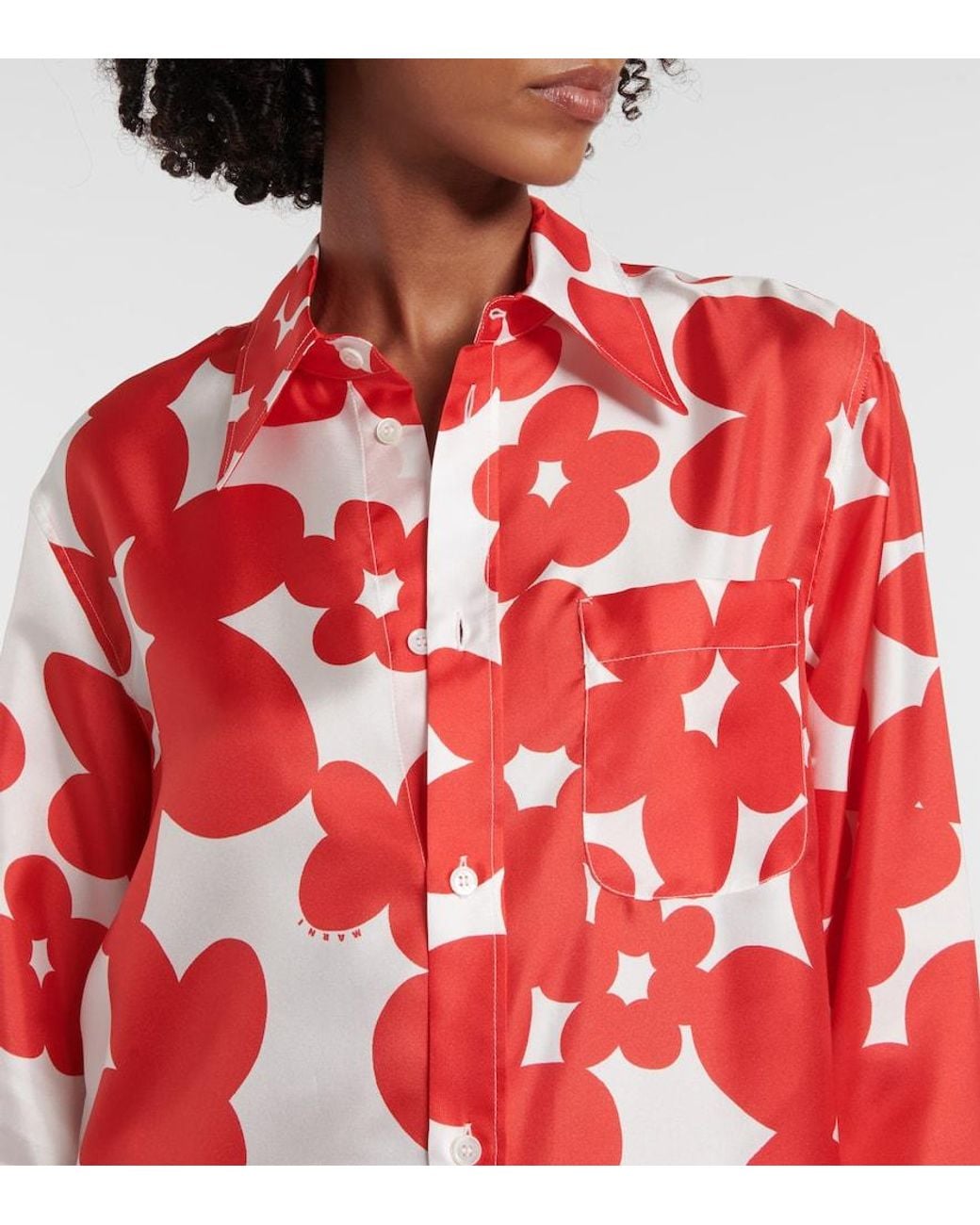 Marni Red Printed Silk Shirt