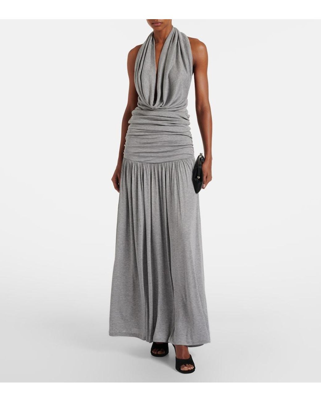 AYA MUSE Gray Viona Draped Maxi Skirt