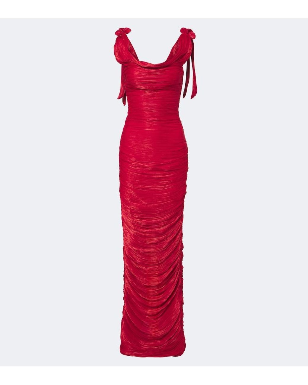 Marmar Halim Red Pleated Taffeta Gown