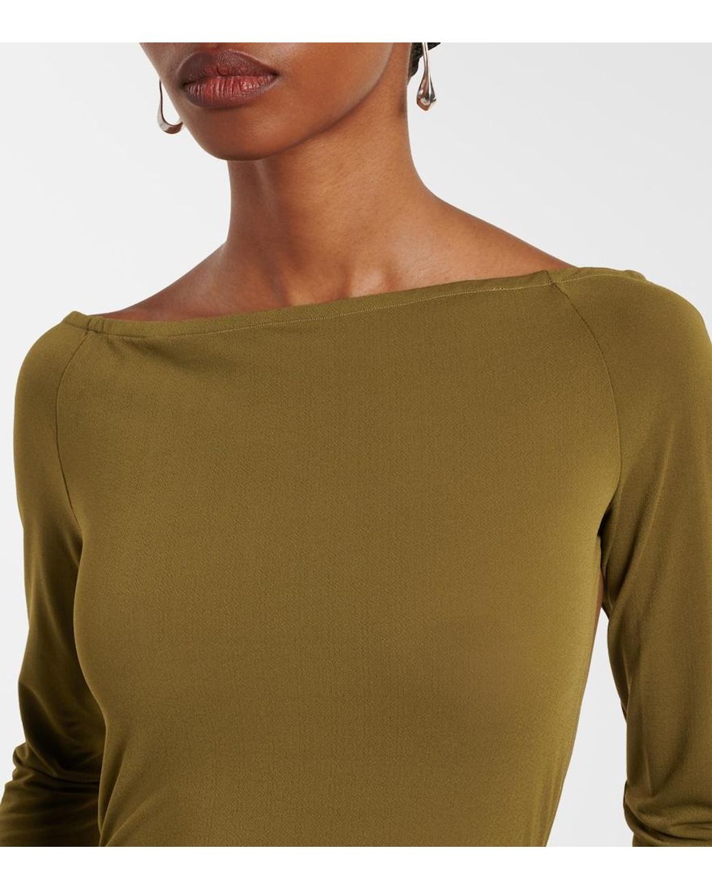 Alex Perry Green Draped Open-Back Crepe Jersey Gown