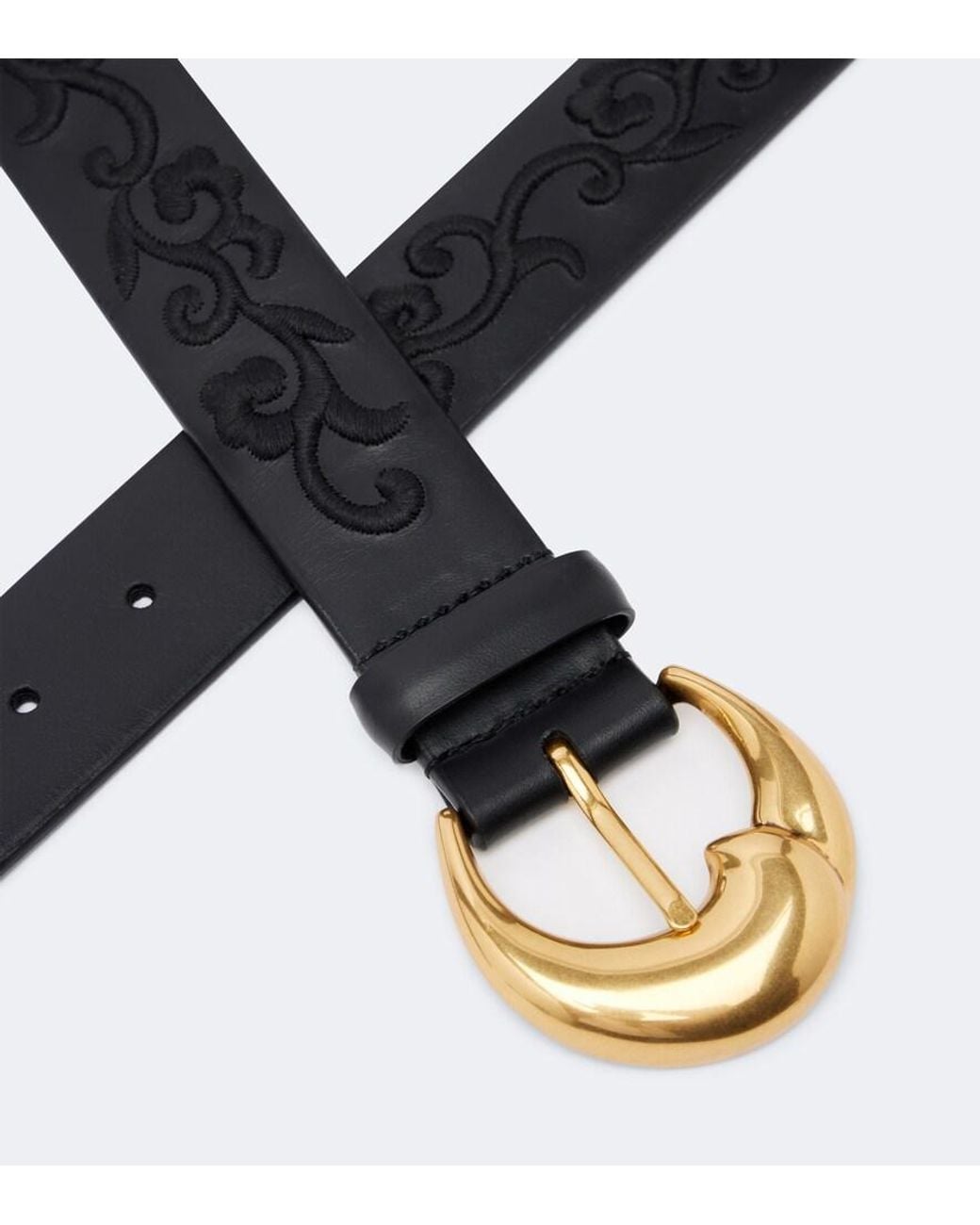 Etro Black Embroidered Leather Belt