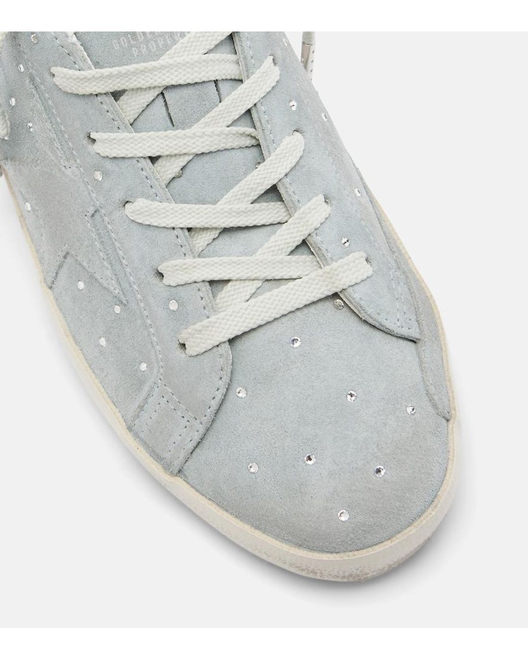 Golden Goose Deluxe Brand White Super-Star Embellished Suede Sneakers