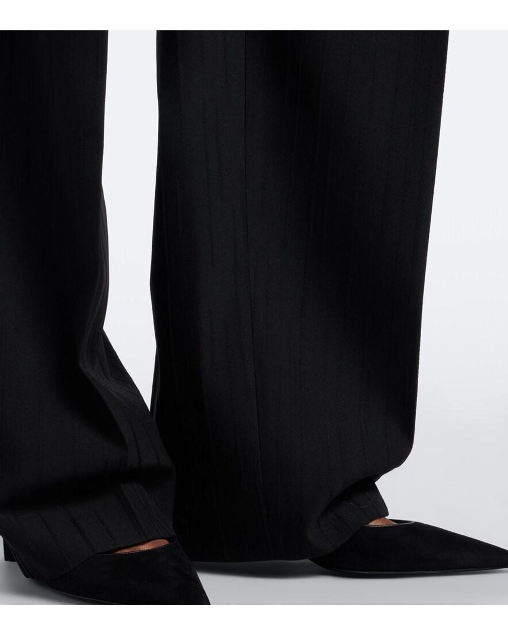 Dolce & Gabbana Black Pinstripe Virgin Wool Wide-Leg Pants