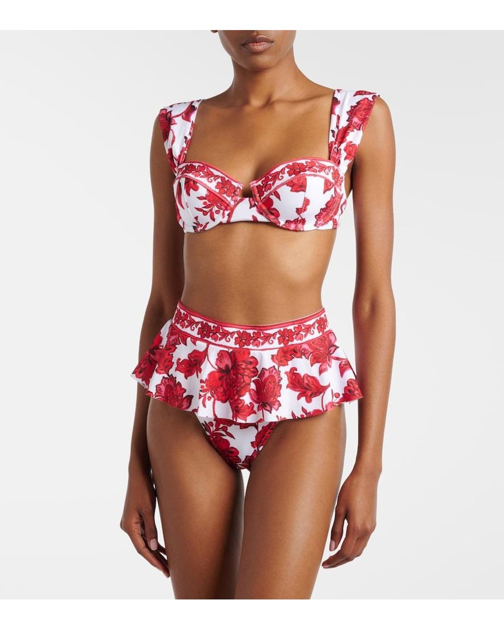 Alexandra Miro Red Zella Floral Bikini Top