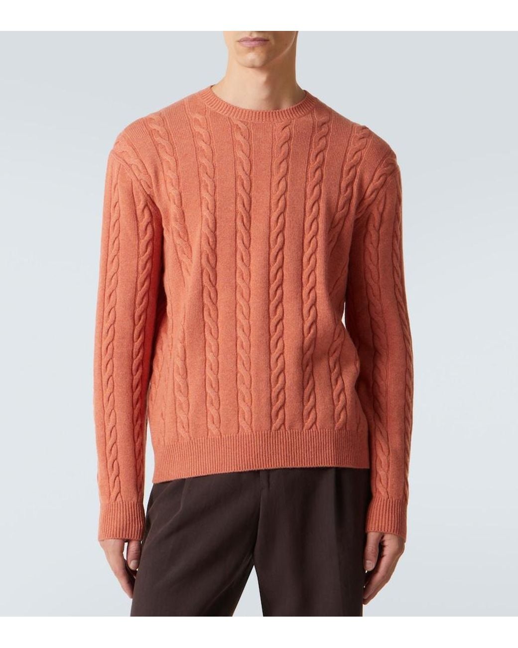Loro Piana Orange Cedar Cable-Knit Cashmere Sweater for men