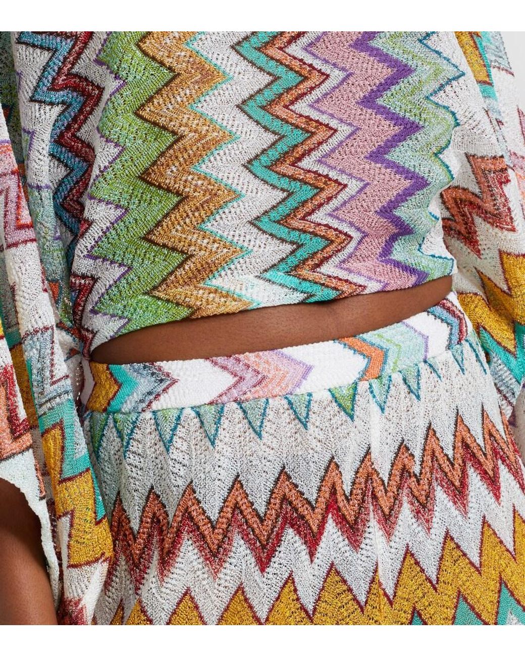 Missoni White Zigzag Lame Wide-Leg Pants