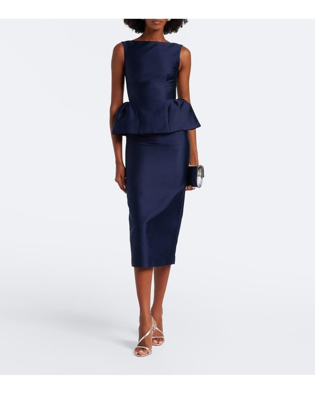 Roland Mouret Blue Peplum Taffeta Cocktail Dress