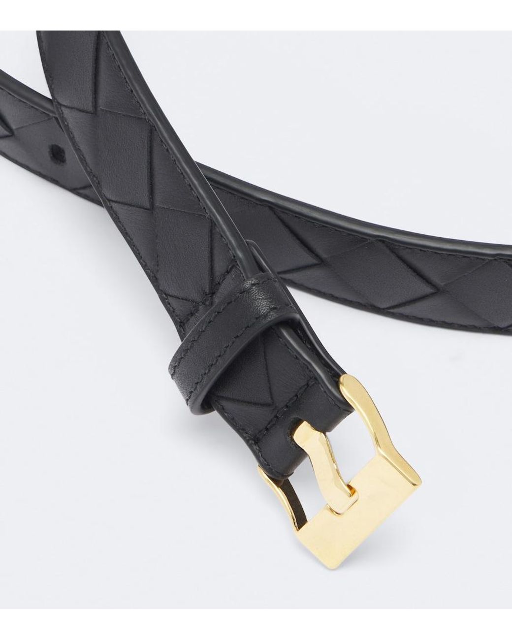 Bottega Veneta Black Intrecciato Leather Belt