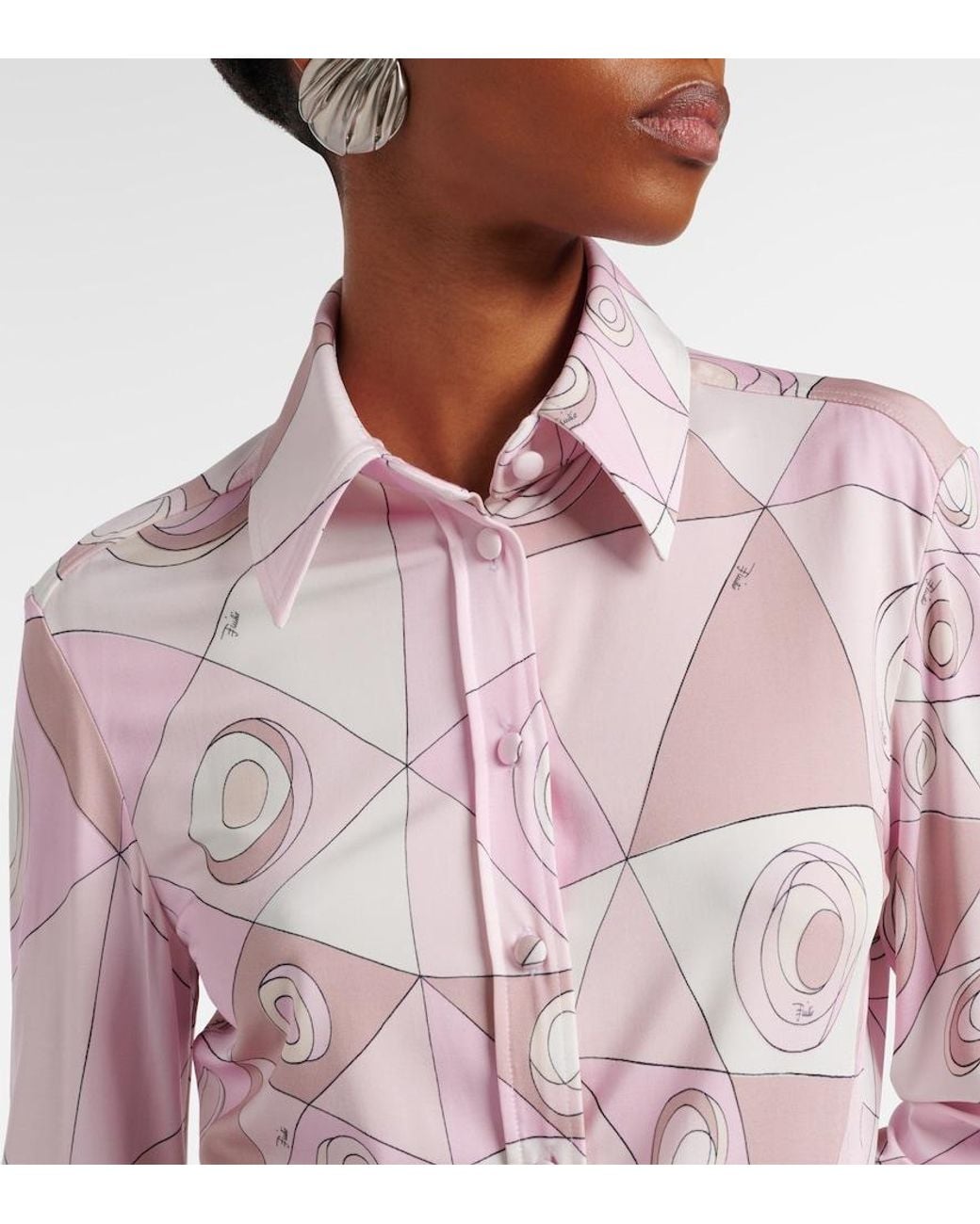 Emilio Pucci Pink Occhi Satin Jersey Shirt