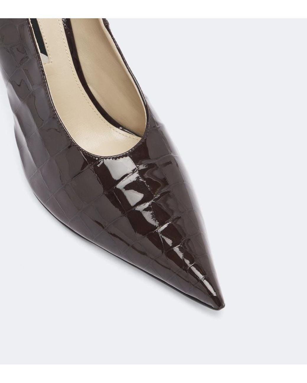 Christen Brown Helix Croc-Effect Patent Leather Pumps