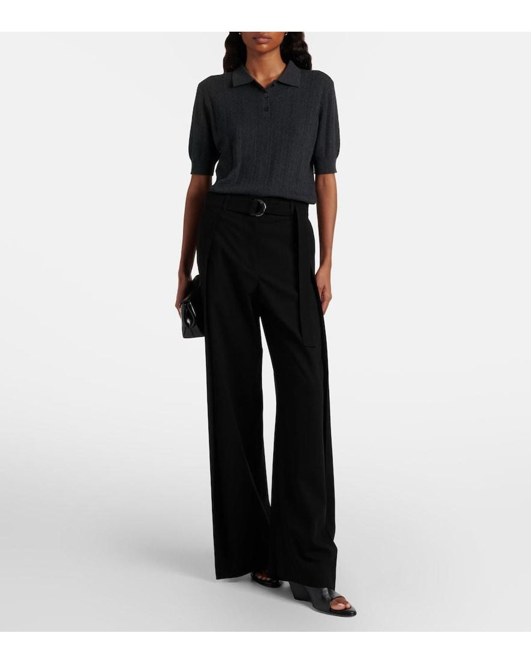 Lisa Yang Black Cristine Cotton And Cashmere Polo Sweater