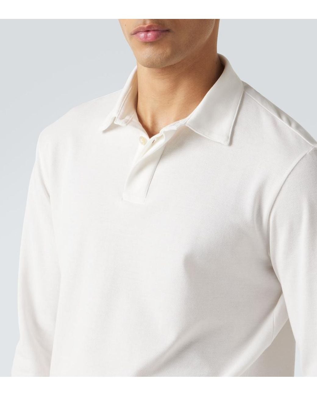 Eleventy White Cotton Pique Polo Shirt for men