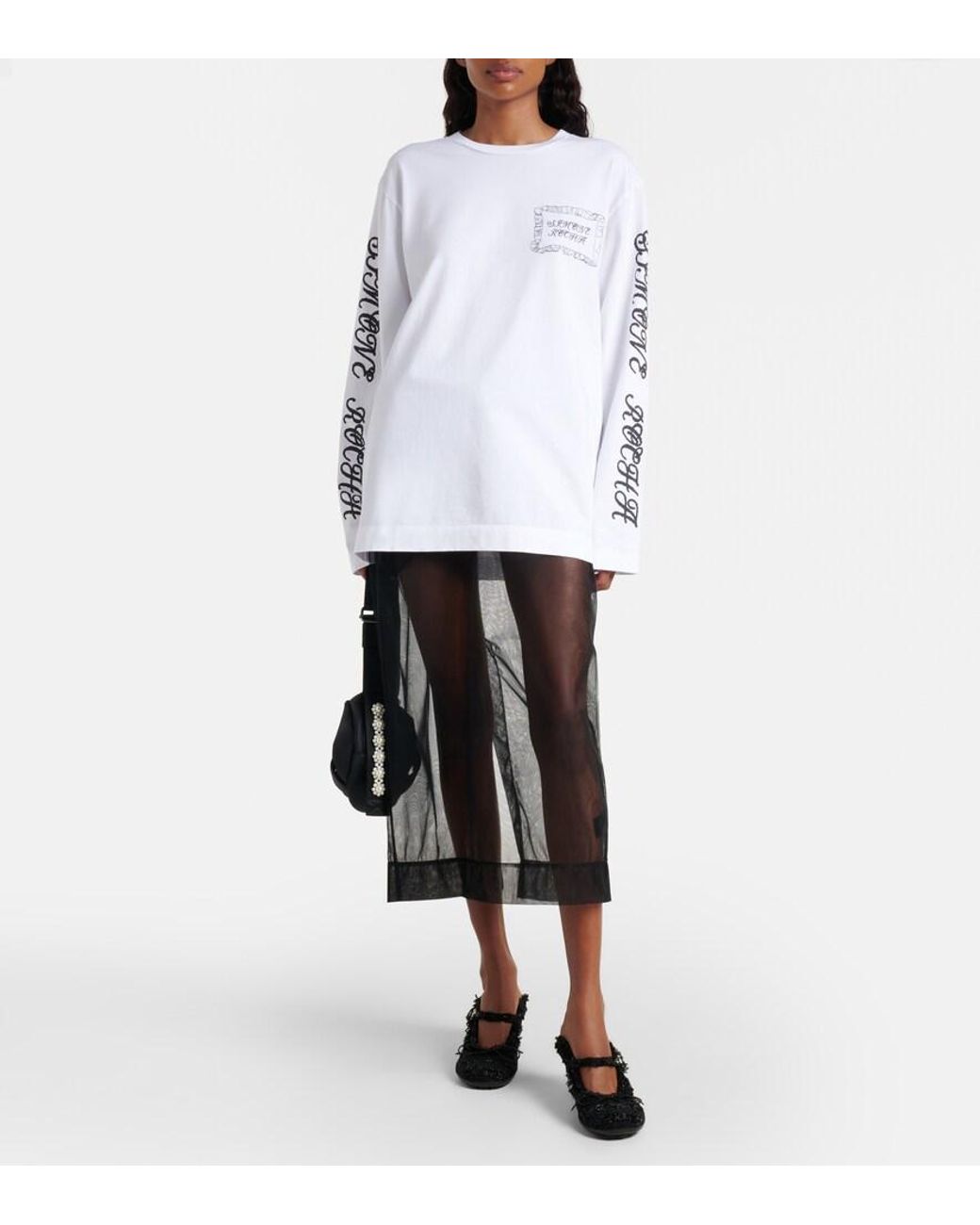 Simone Rocha White Printed Cotton Jersey Top