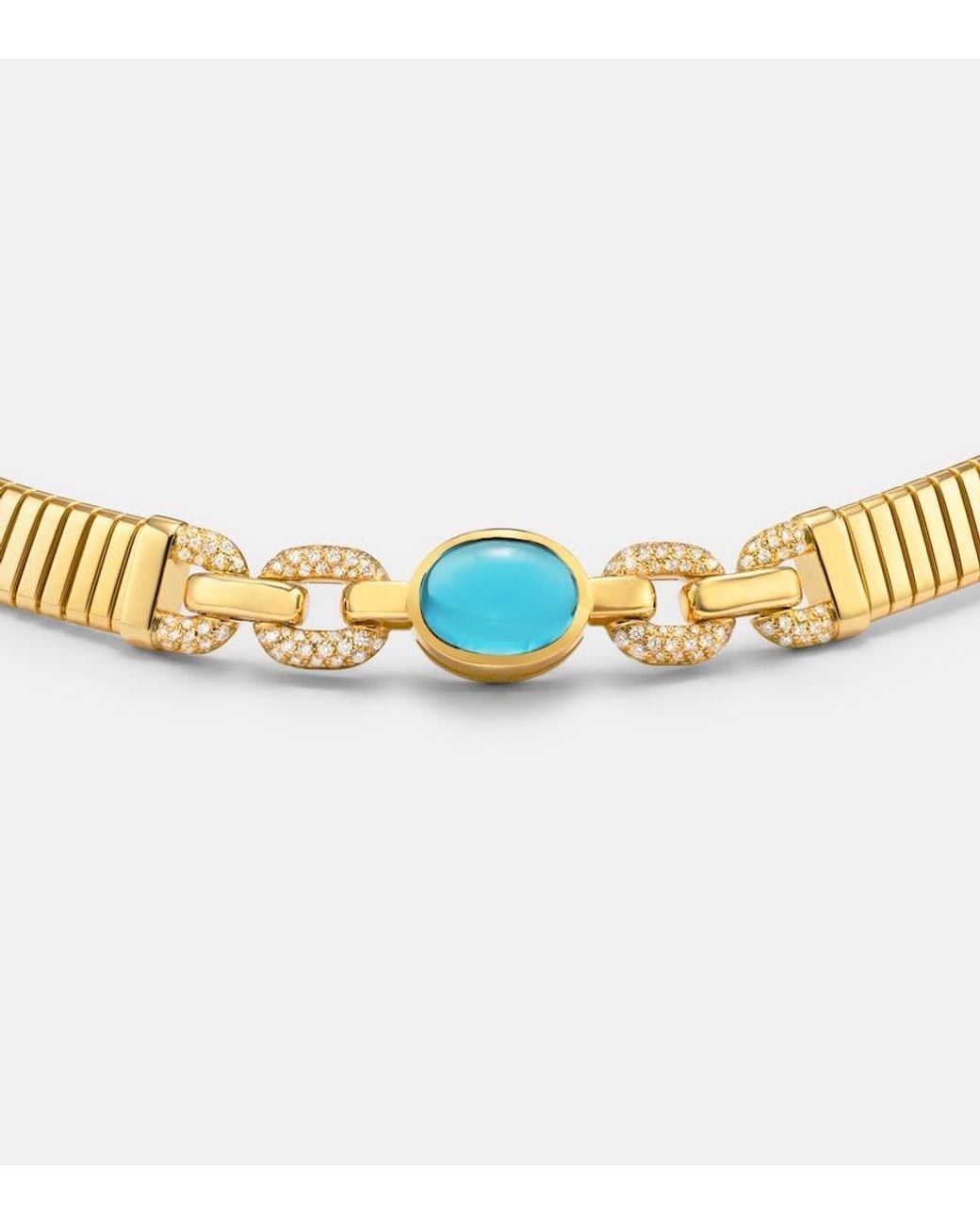 BVLGARI Metallic Tubogas 18Kt Necklace With Topaz And Diamonds
