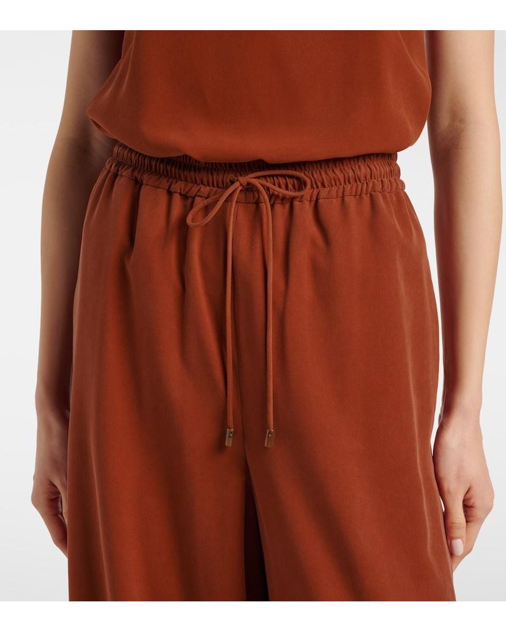 Max Mara Brown Cotton Wide-Leg Pants