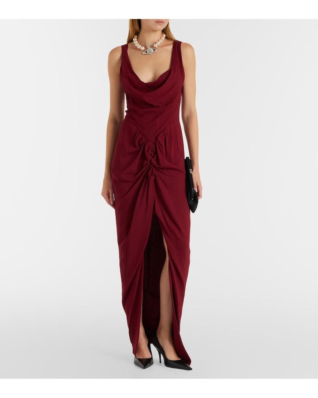 Vivienne Westwood Red Panther Draped Crepe Gown