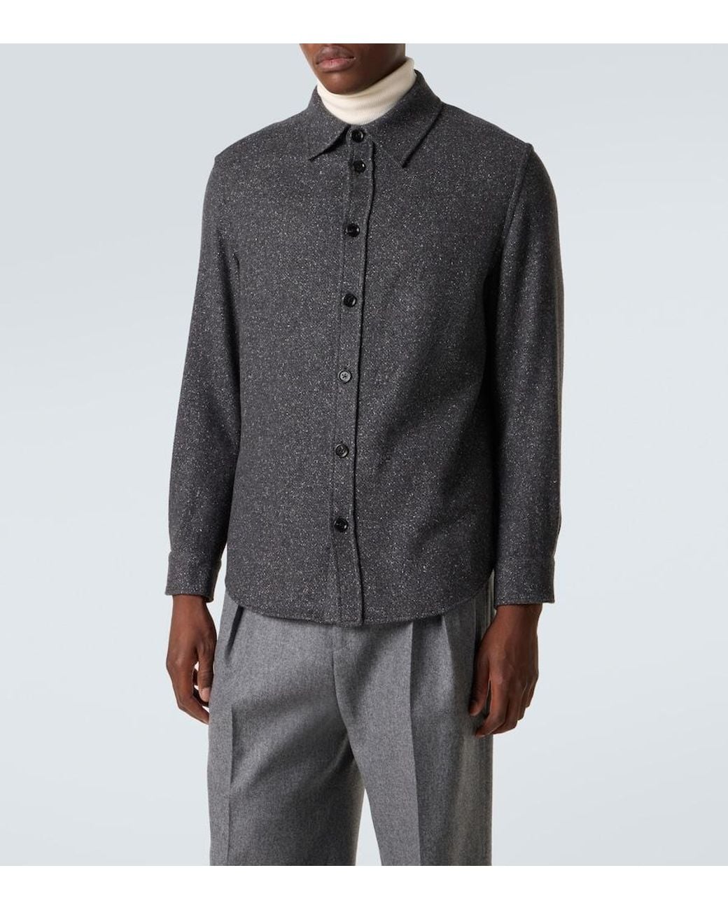 Zegna Blue Cashmere And Silk Overshirt for men