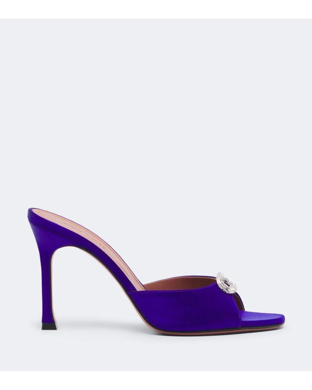 AMINA MUADDI Purple Mini Camelia Embellished Satin Mules