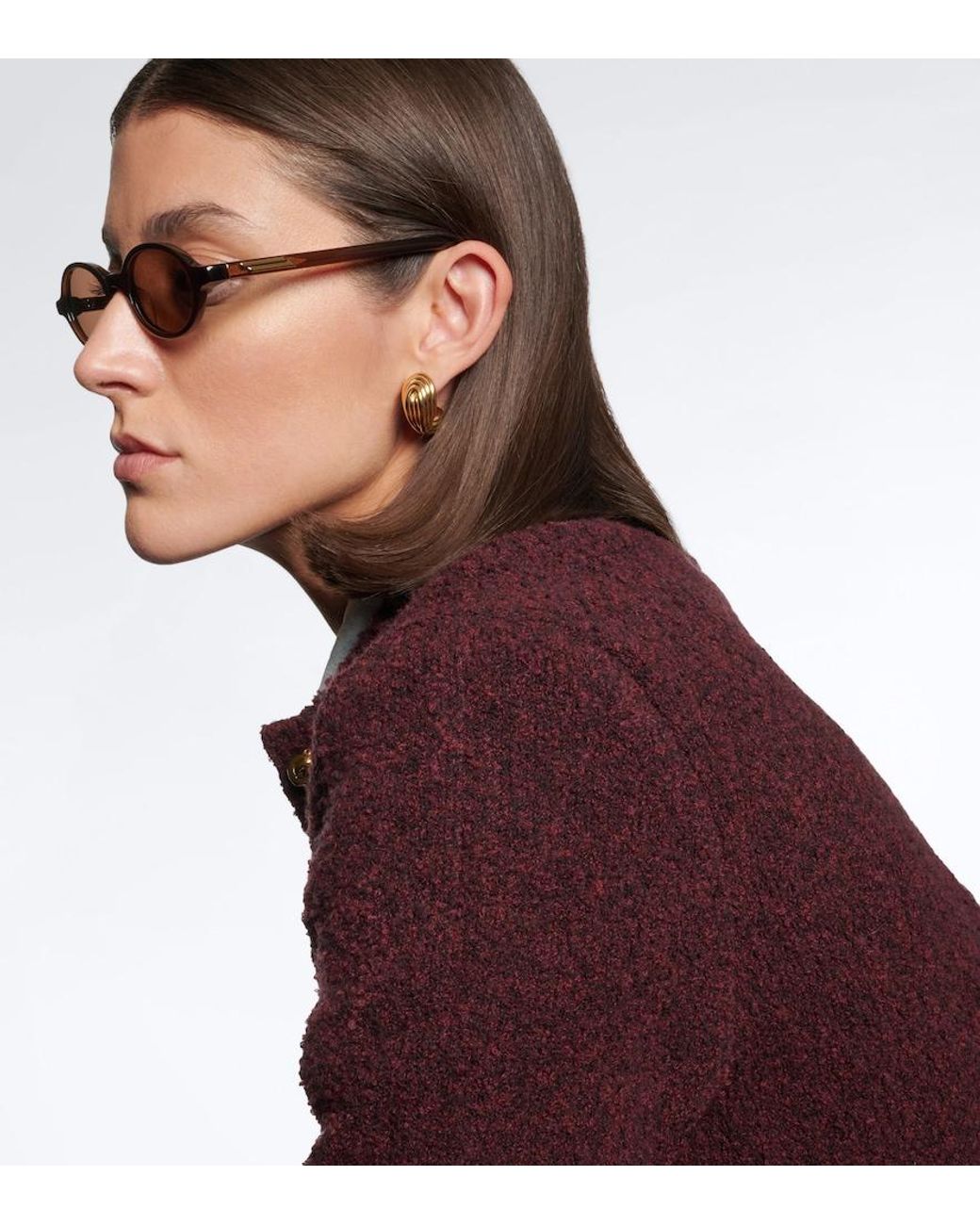 Bottega Veneta Brown Slim Ribbon Oval Sunglasses