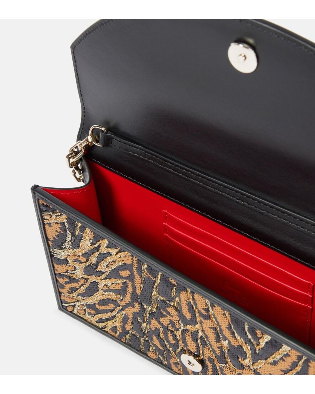 Christian Louboutin Brown Loubi54 Silk Sequinned Clutch Bag