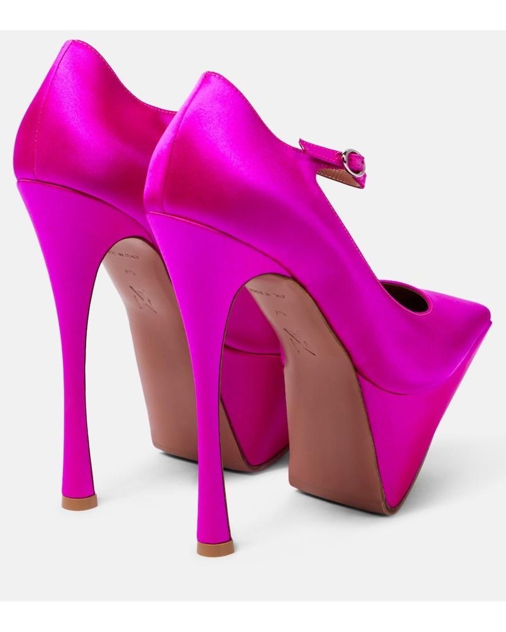 AMINA MUADDI Purple Yigit Satin Platform Pumps