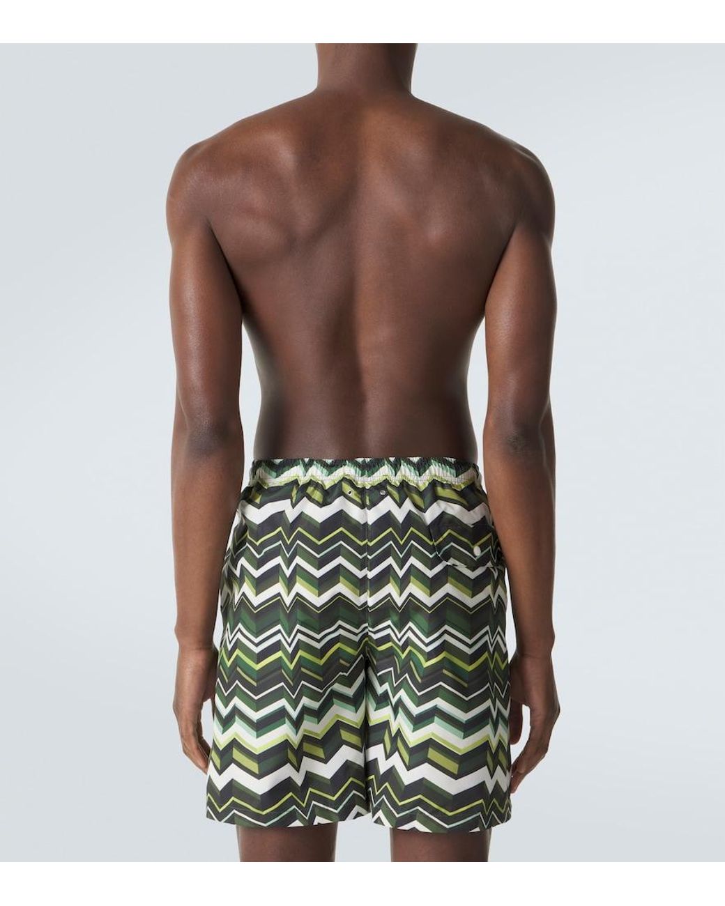 Missoni Green Zigzag Swim Trunks for men