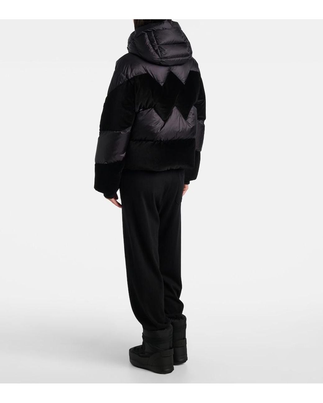 Bogner Black Cathy Velvet-Trimmed Down Jacket