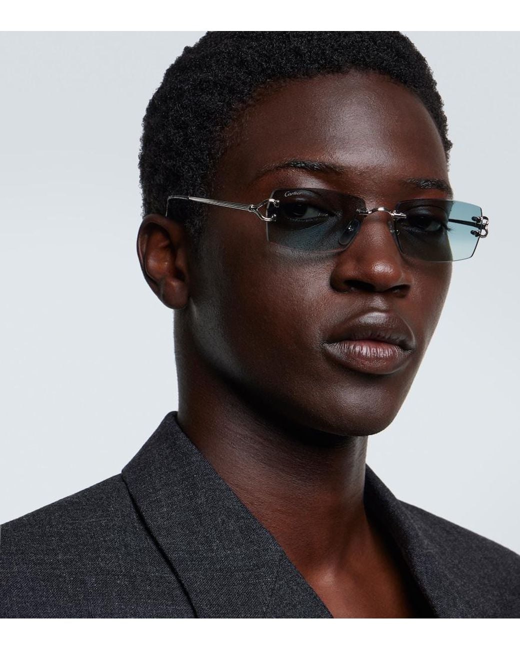Cartier Blue Signature C De Cartier Rectangular Sunglasses for men
