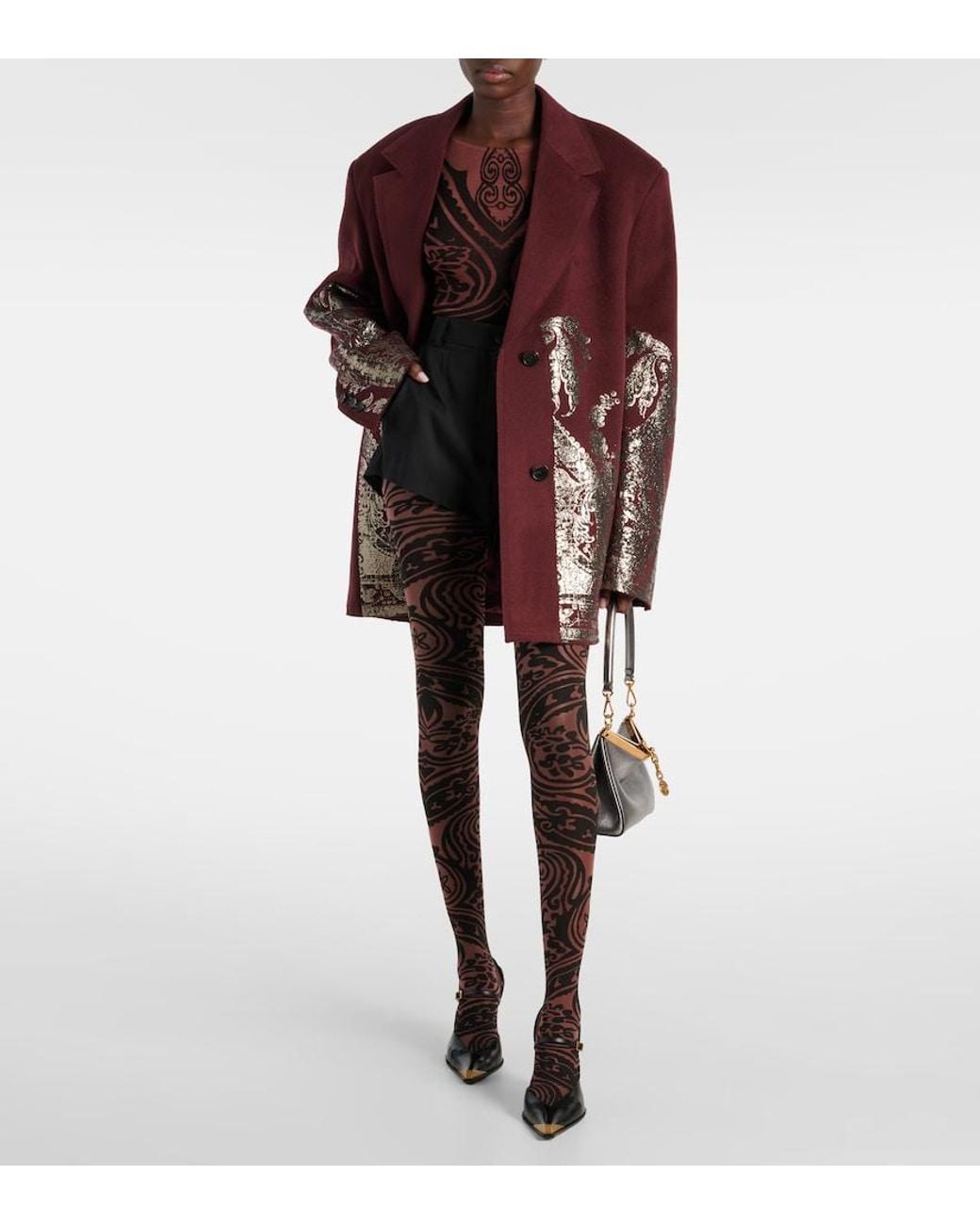 Wolford Brown X Etro Tattoo Paisley Bodysuit