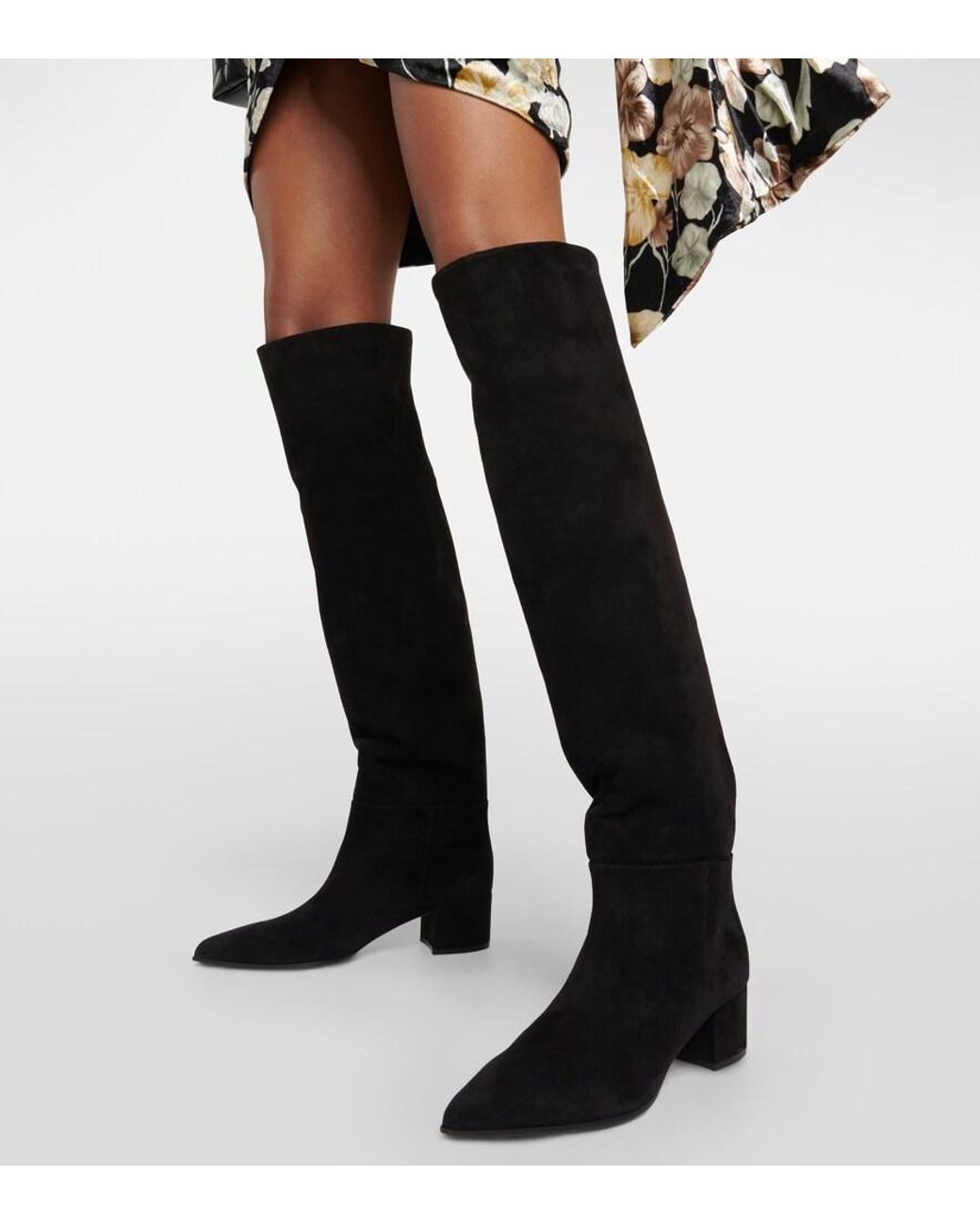 Gianvito Rossi Black Piper Suede Leather Knee-High Boots