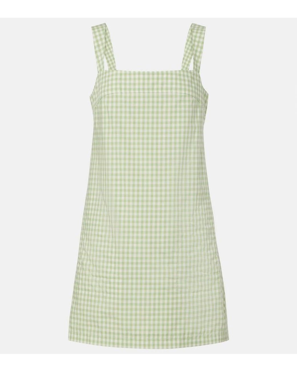 Jonathan Simkhai Green Sloan Gingham Cotton-Blend Minidress