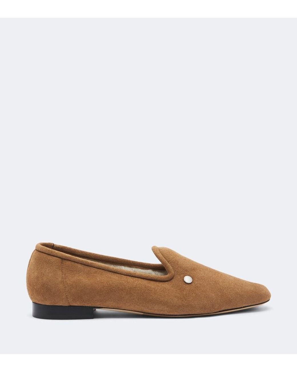 Totême  Brown Shearling-Lined Suede Loafers