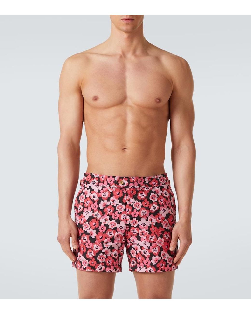 Tom Ford Red Floral Swim Trunks for men