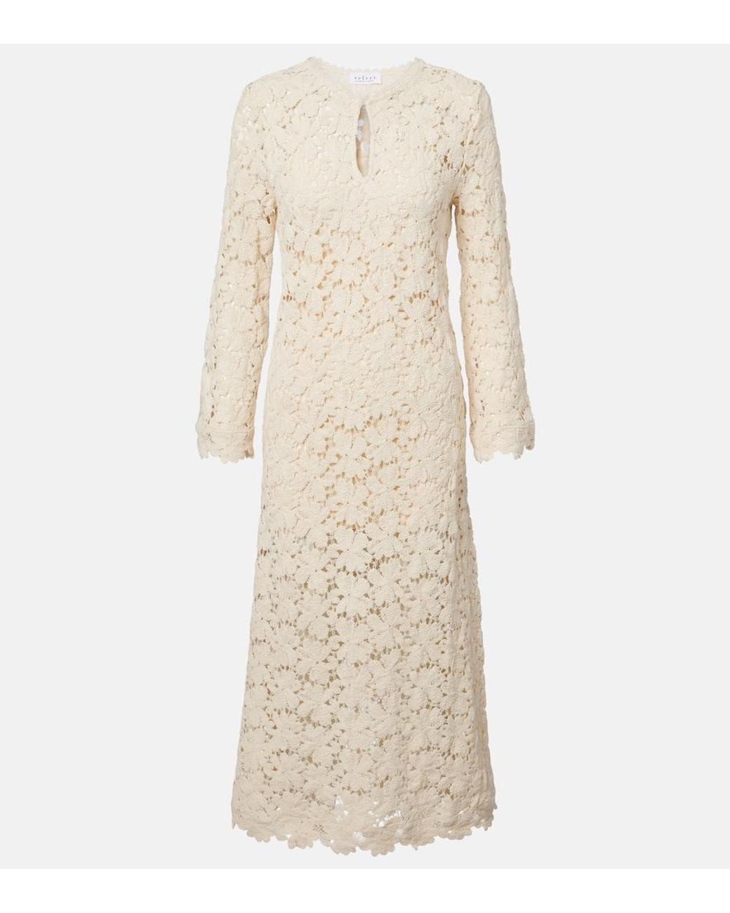 Velvet Natural Jovie Cotton-Blend Guipure Lace Midi Dress