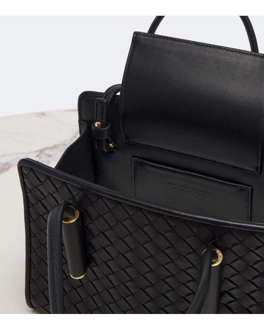 Bottega Veneta Black Barbara Small Leather Top-Handle Bag