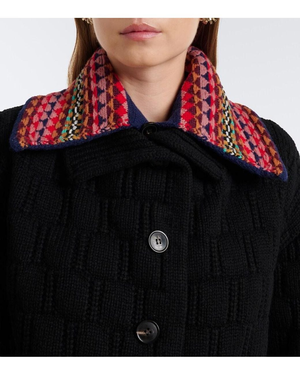 Dries Van Noten Blue Wool Collar