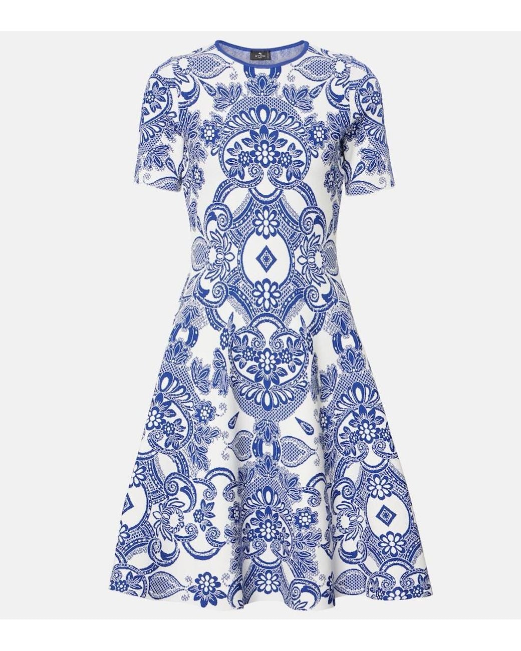 Etro Blue Jacquard Knit Mini-Dress