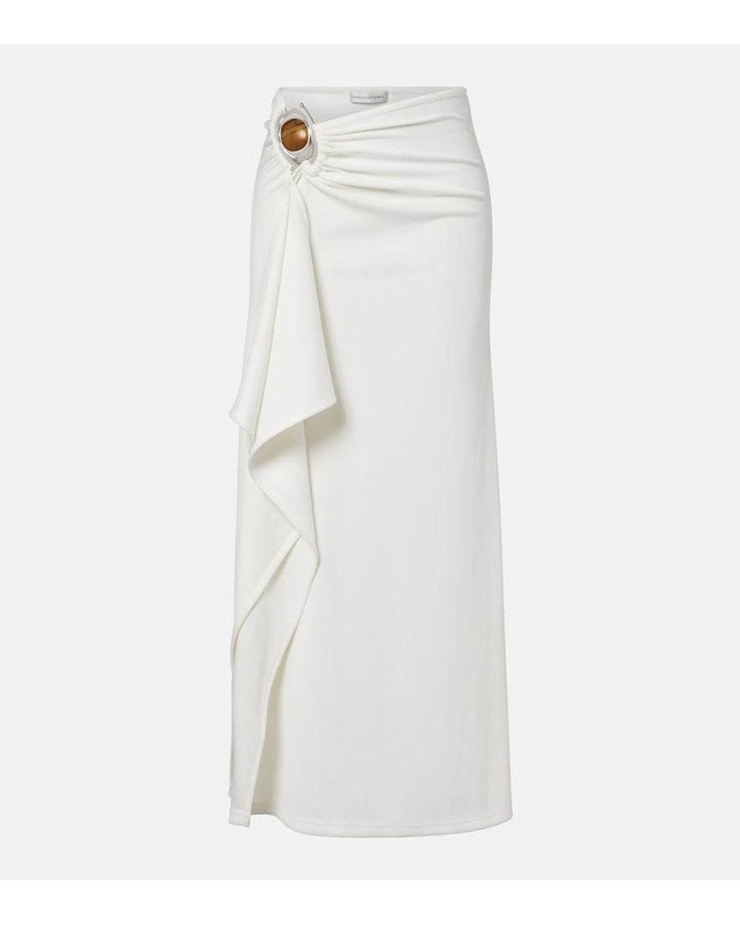 Christopher Esber White Occhio Embellished Jersey Maxi Skirt