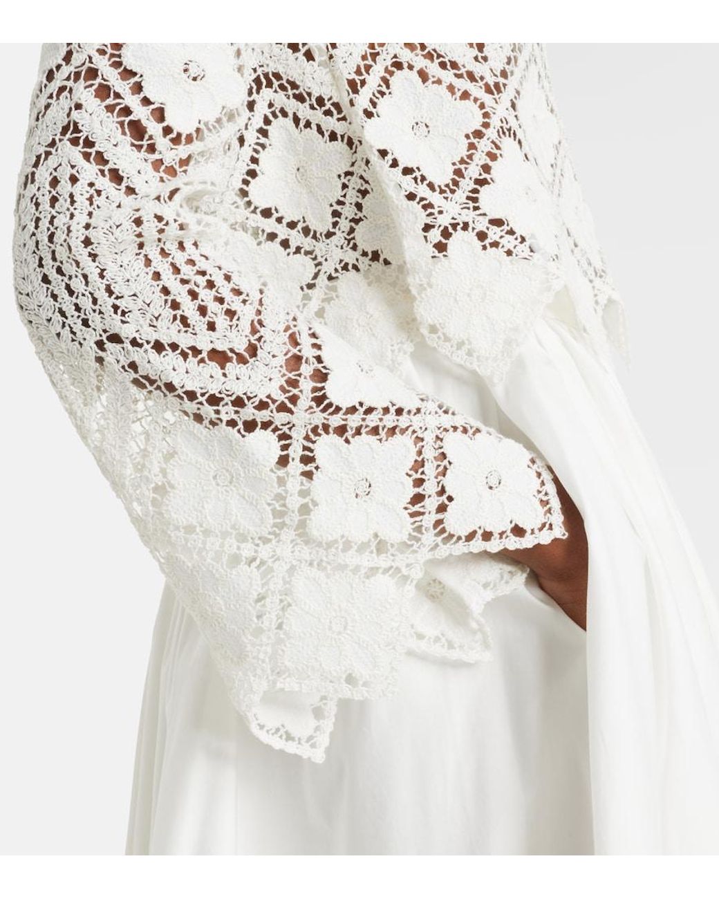 Self-Portrait White Crochet Ruffled Top