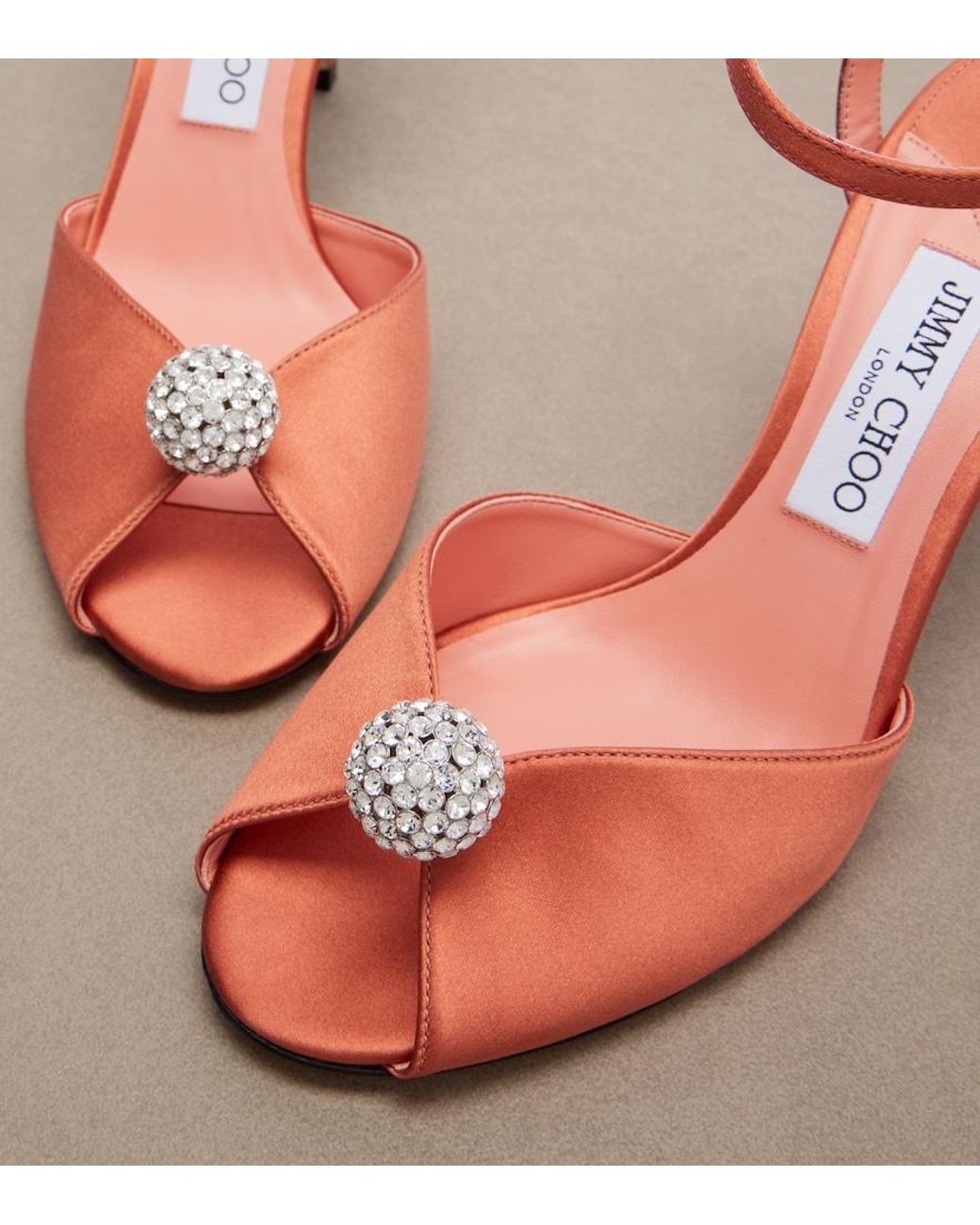 Jimmy Choo Pink Sacora Embellished Satin Sandals