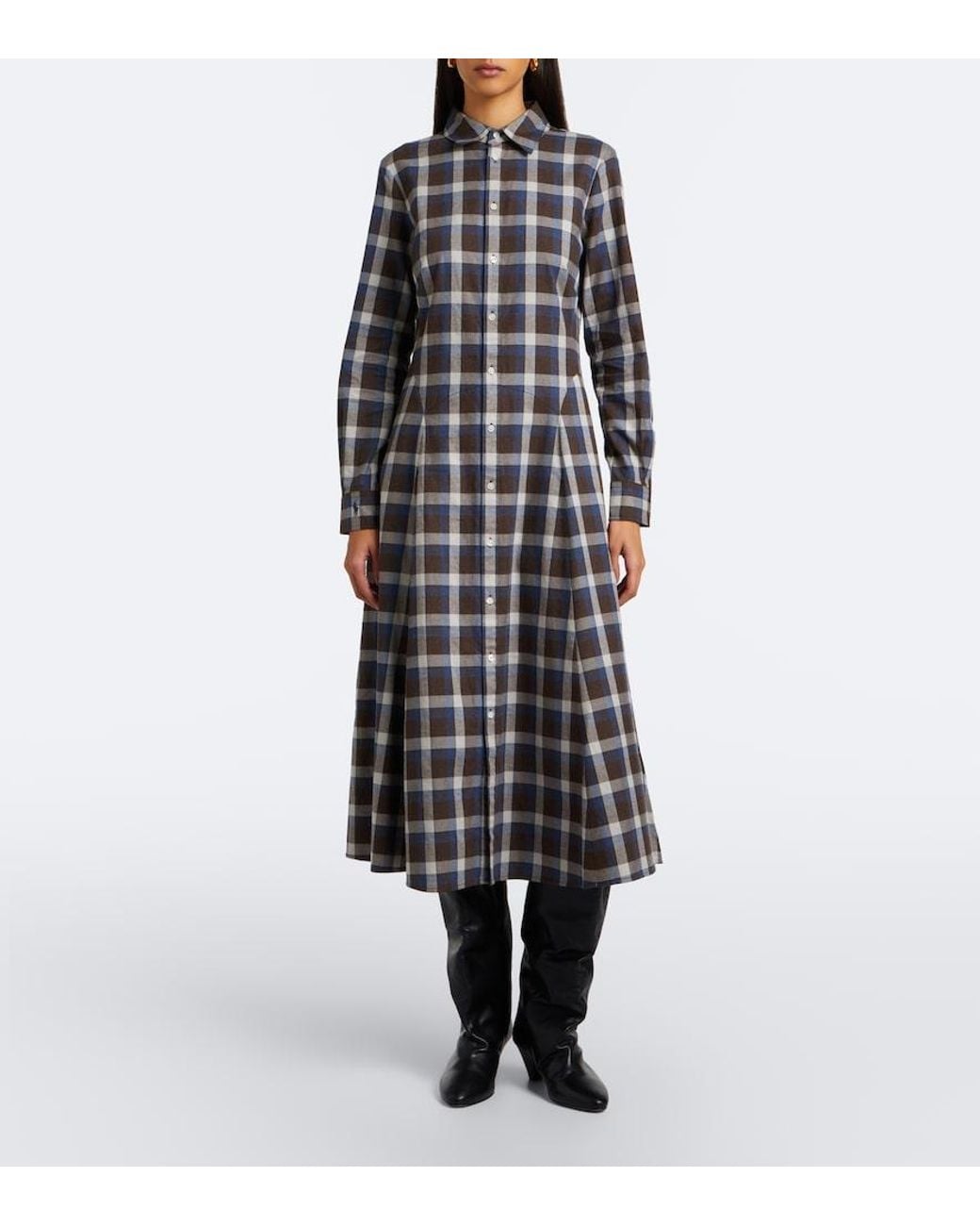 Polo Ralph Lauren Black Plaid Cotton Twill Shirt Dress