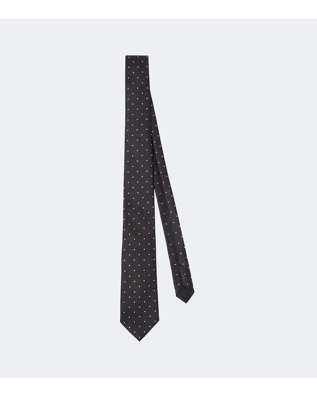 Saint Laurent White Polka-Dot Silk Jacquard Tie for men