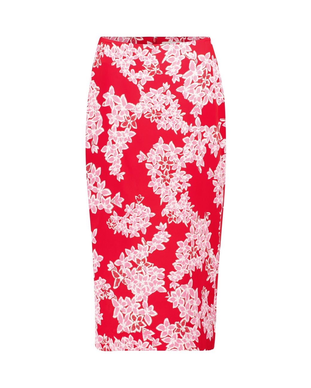 Diane von Furstenberg Kara Floral Cady Pencil Skirt in Red | Lyst