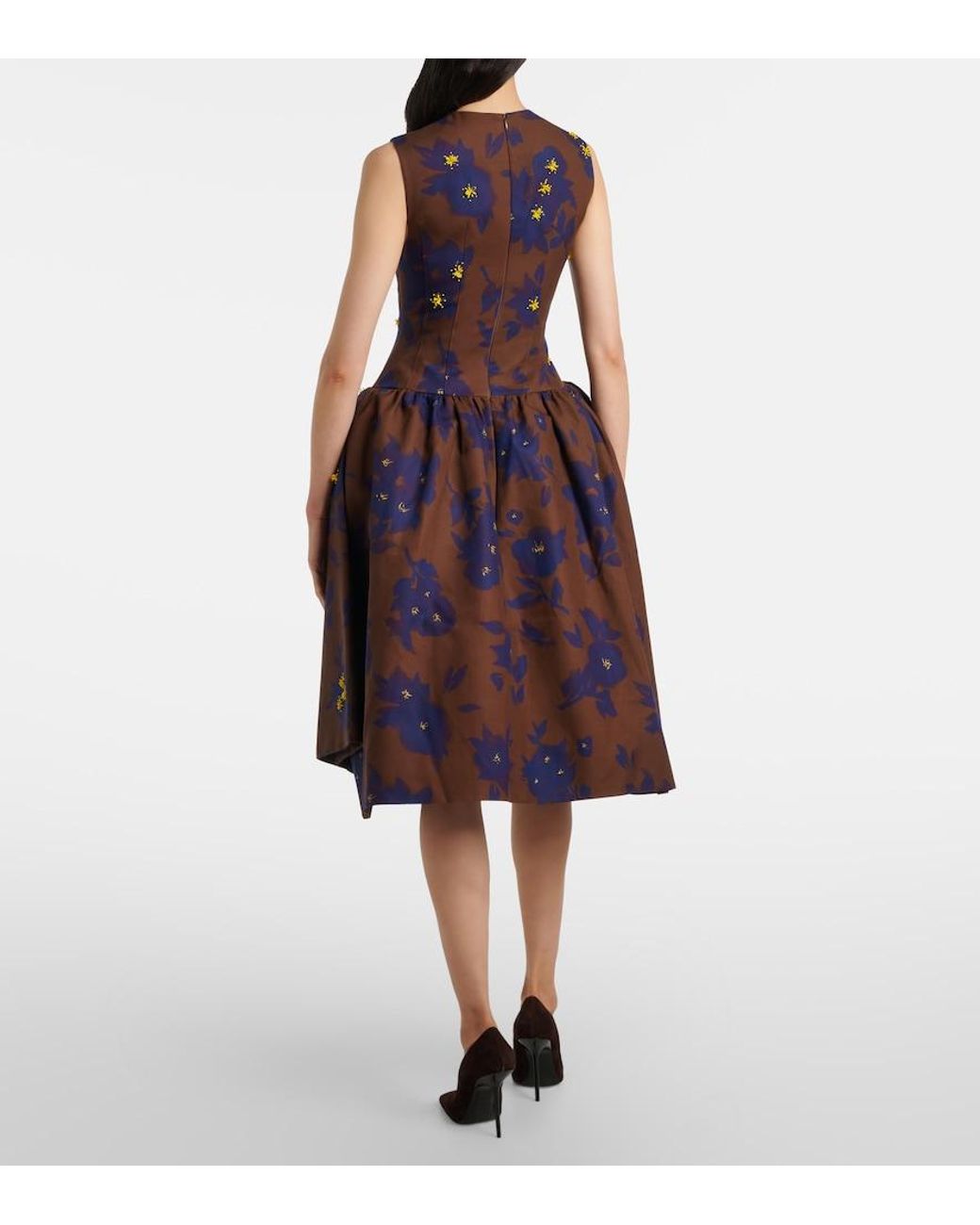 ShuShu/Tong Purple Floral Cotton Midi Dress