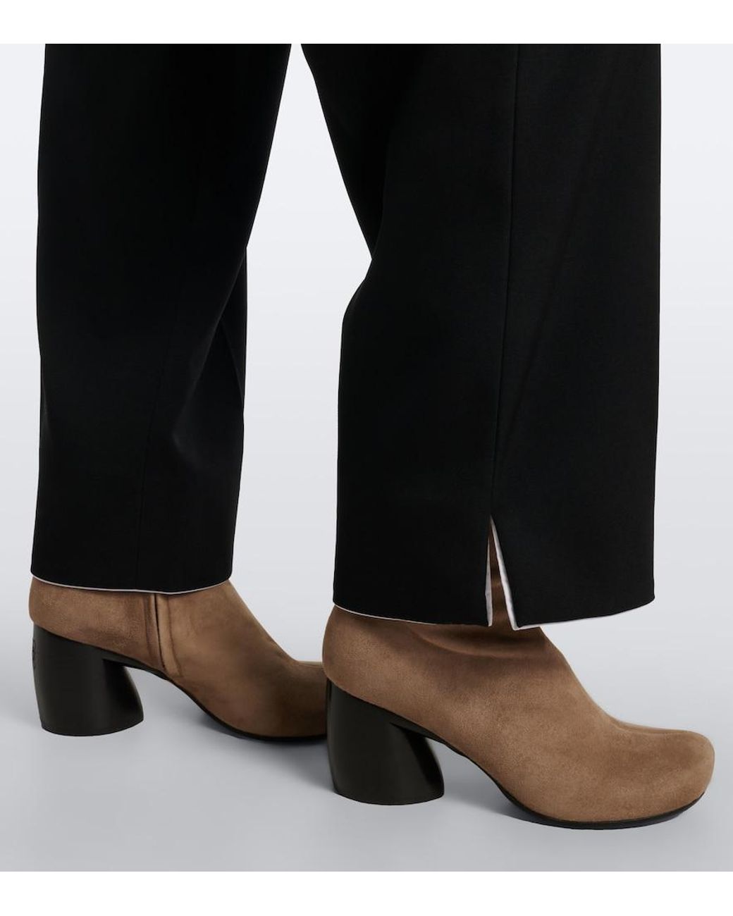 Loewe Brown Oval Suede Ankle Boots