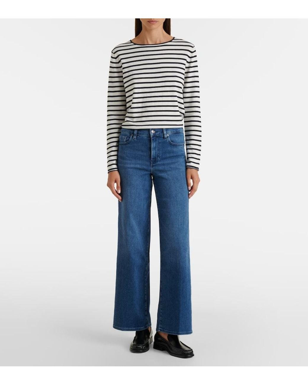 FRAME Blue Le Slim Palazzo Wide-Leg Jeans