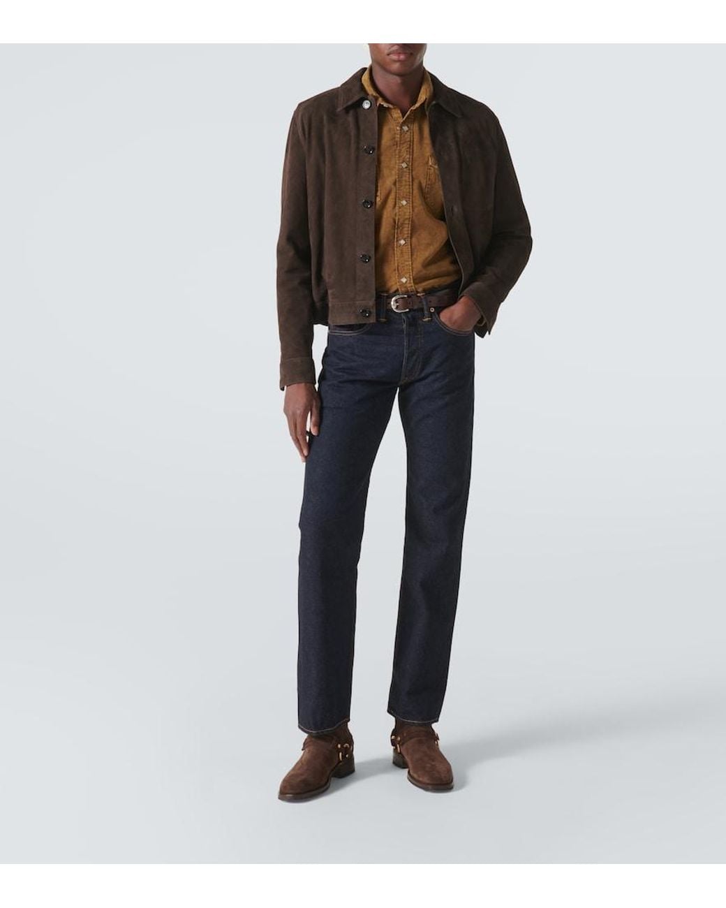 RRL Brown Buffalo West Cotton Corduroy Shirt for men